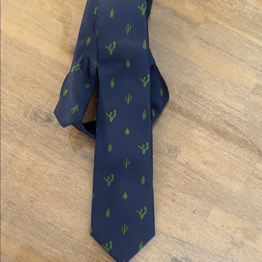 Navy Blue Cactus Pattern Tie